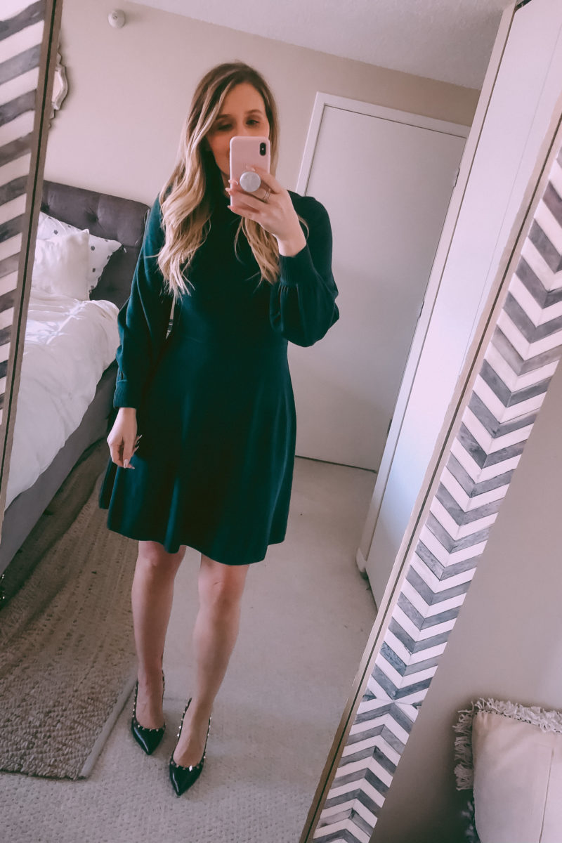 eliza j fit & flare green dress