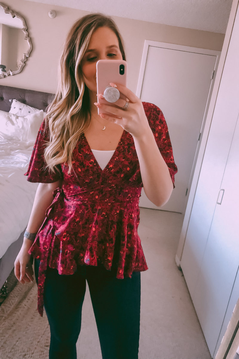 floral wrap top