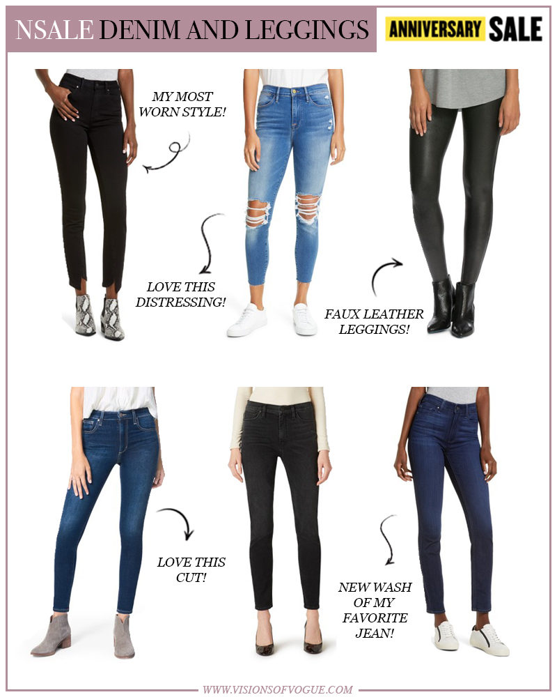 best nordstrom anniversary sale denim and faux leather leggings