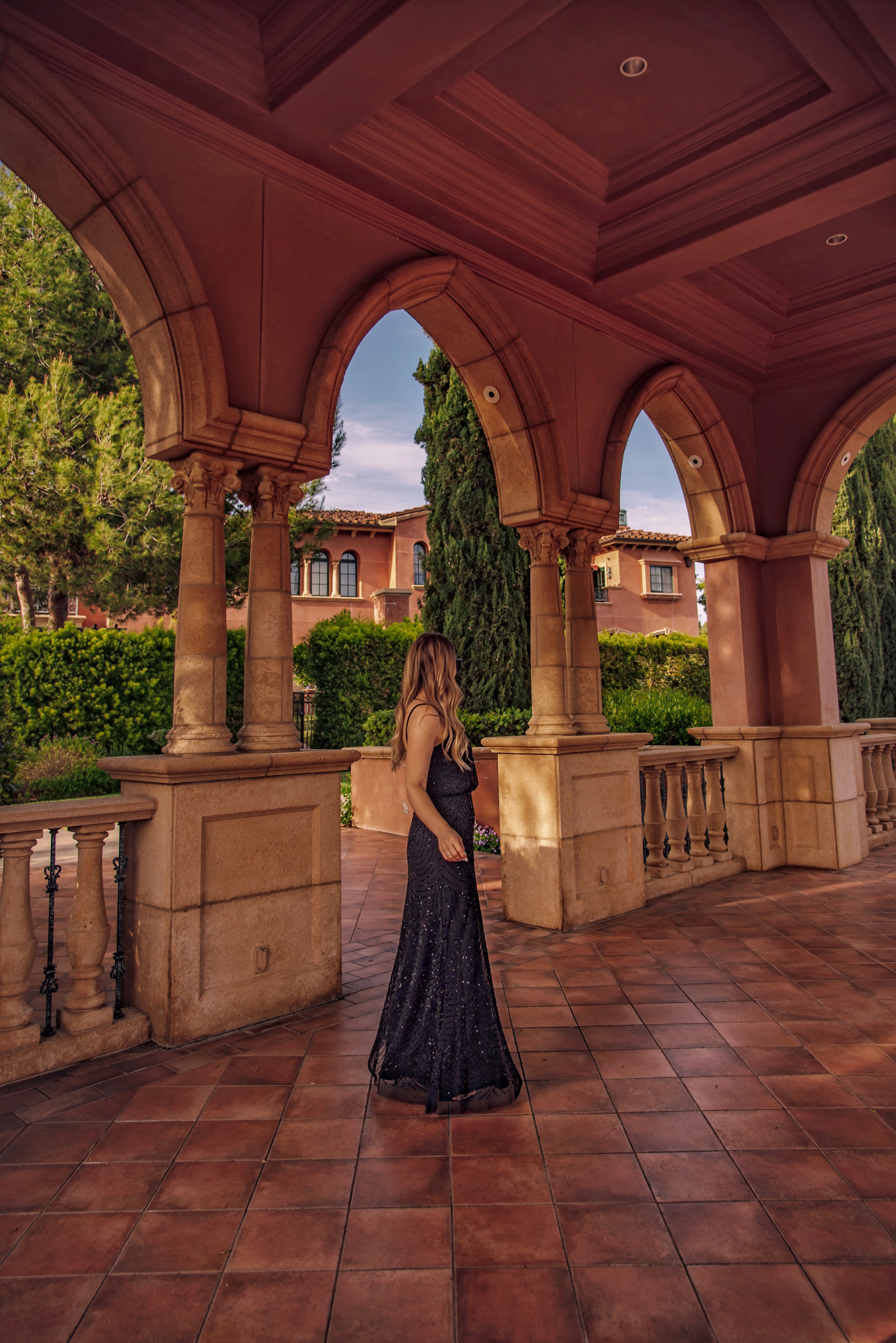 black beaded floor length gown for formal events 