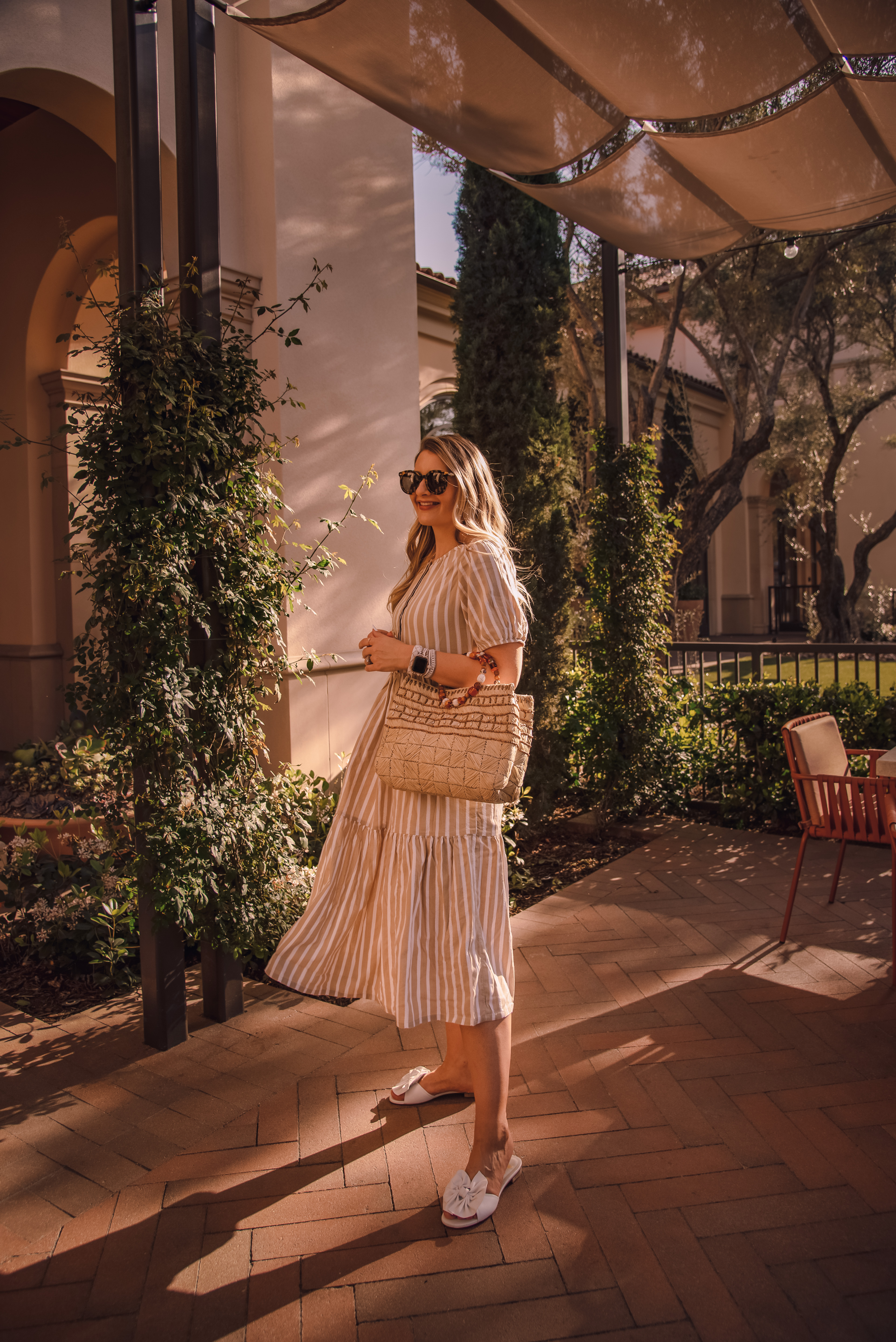 Striped budget friendly neutral dress 