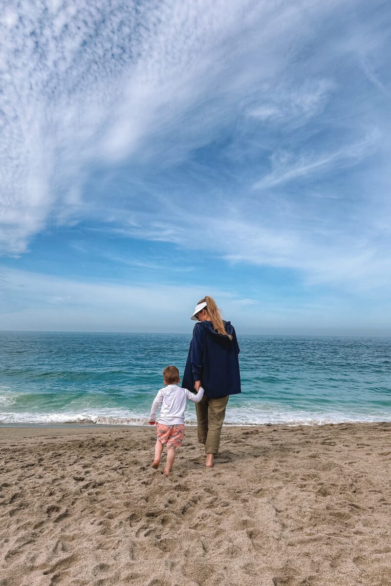 mother and son vacation at newport beach california